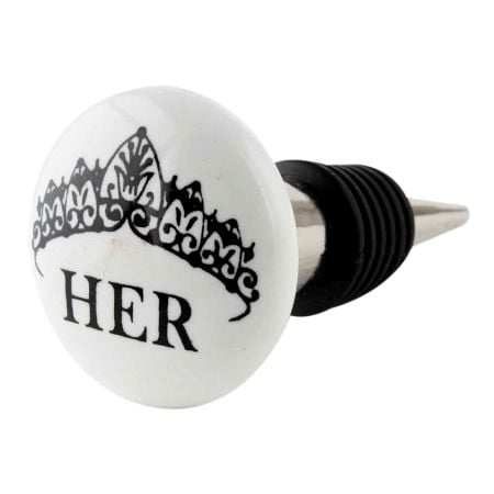 Her Ceramic Flat Wine Bottle Stopper